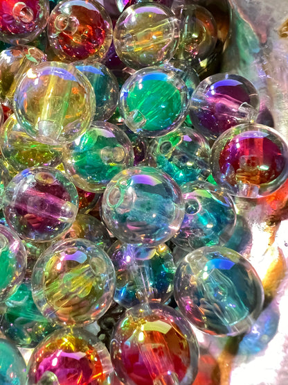 10 PCS - 15mm Jelly Rainbow Double Layer Mix ABUV Round Opaque Acrylic image 2