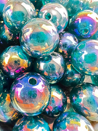 10 PCS -15mm STUNNING Blue/Teal Galaxy UVAB Rainbow Shimmer Acrylic Beads image 3