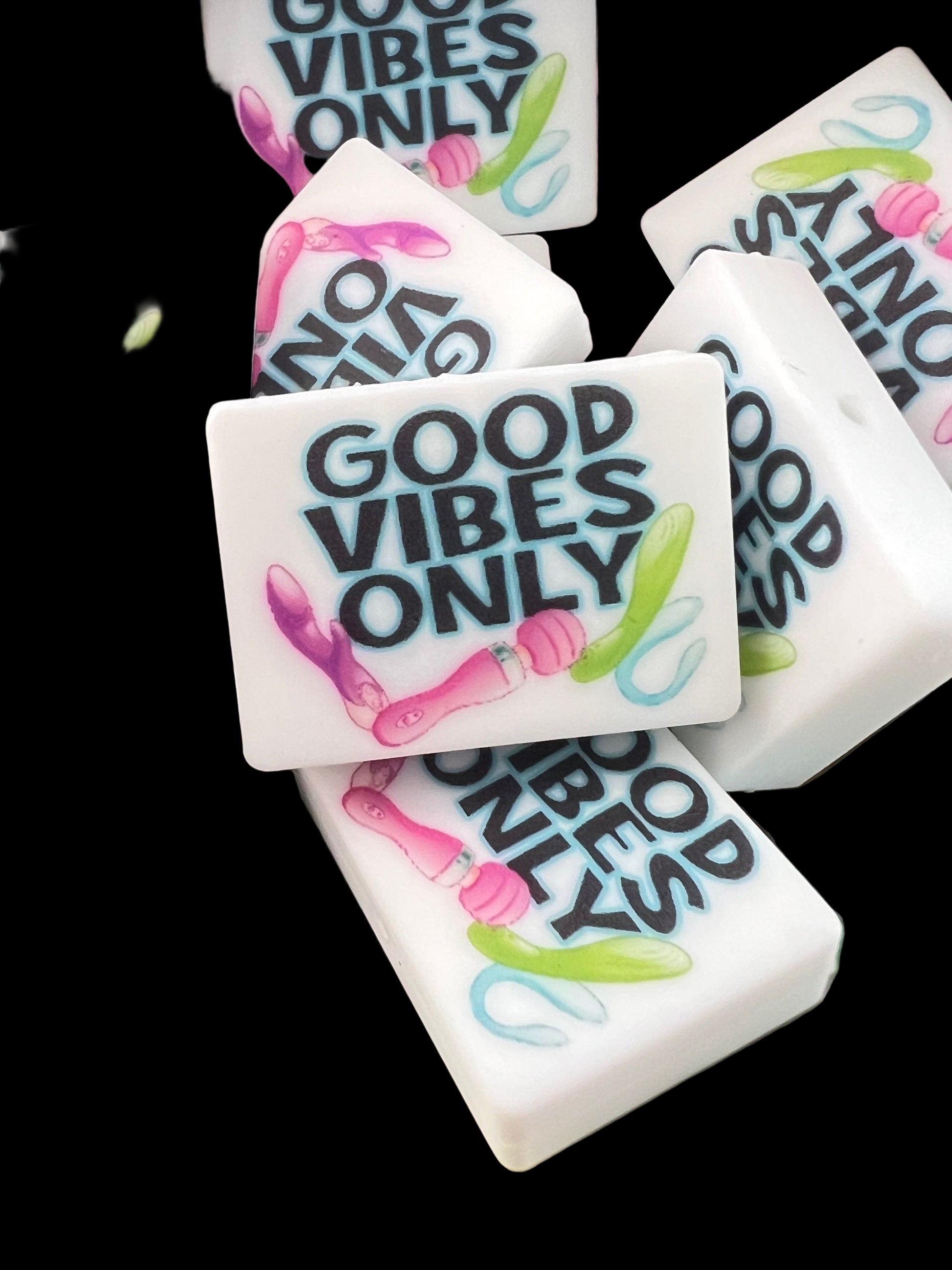 (1)PC- Rectangle Shaped Dirty Good Vibes Only Focal Bead image 0