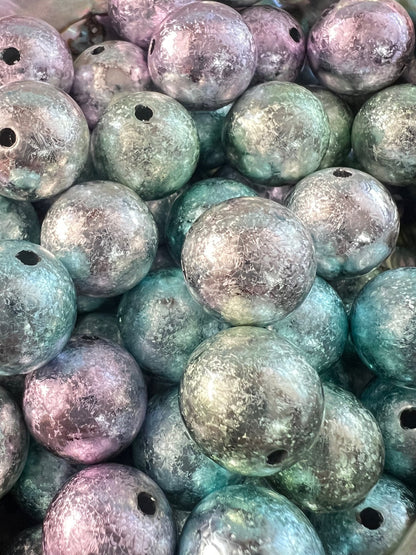 10 PCS- 15mm Round Metallic Matte Flaked Pastel Round Beads image 0