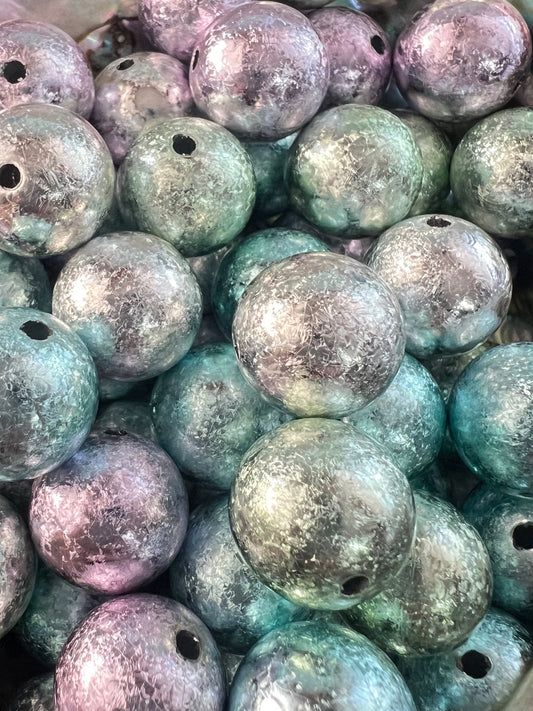 10 PCS- 15mm Round Metallic Matte Flaked Pastel Round Beads image 0