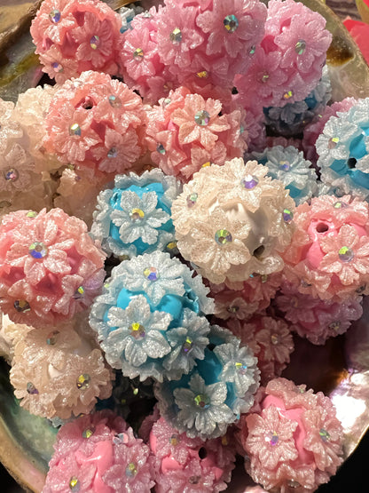 5 PCS- 18mm Fancy Round Mixed Color PASTEL Flowers/Rhinestones/Gems/ Clay Beads image 2