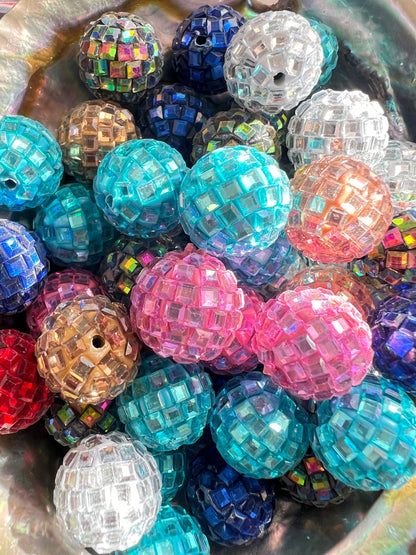 10 PCS - 16mm Round Multicolor Rhinestone Disco Round Clay Beads image 0