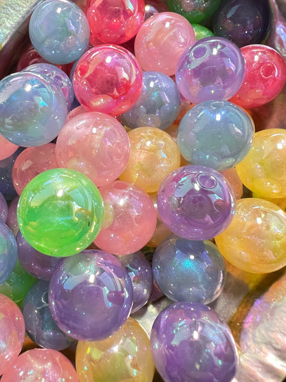 10 PCS -16mm STUNNING GLOW Pastel Light Colors Galaxy UVAB Rainbow Shimmer Beads image 4