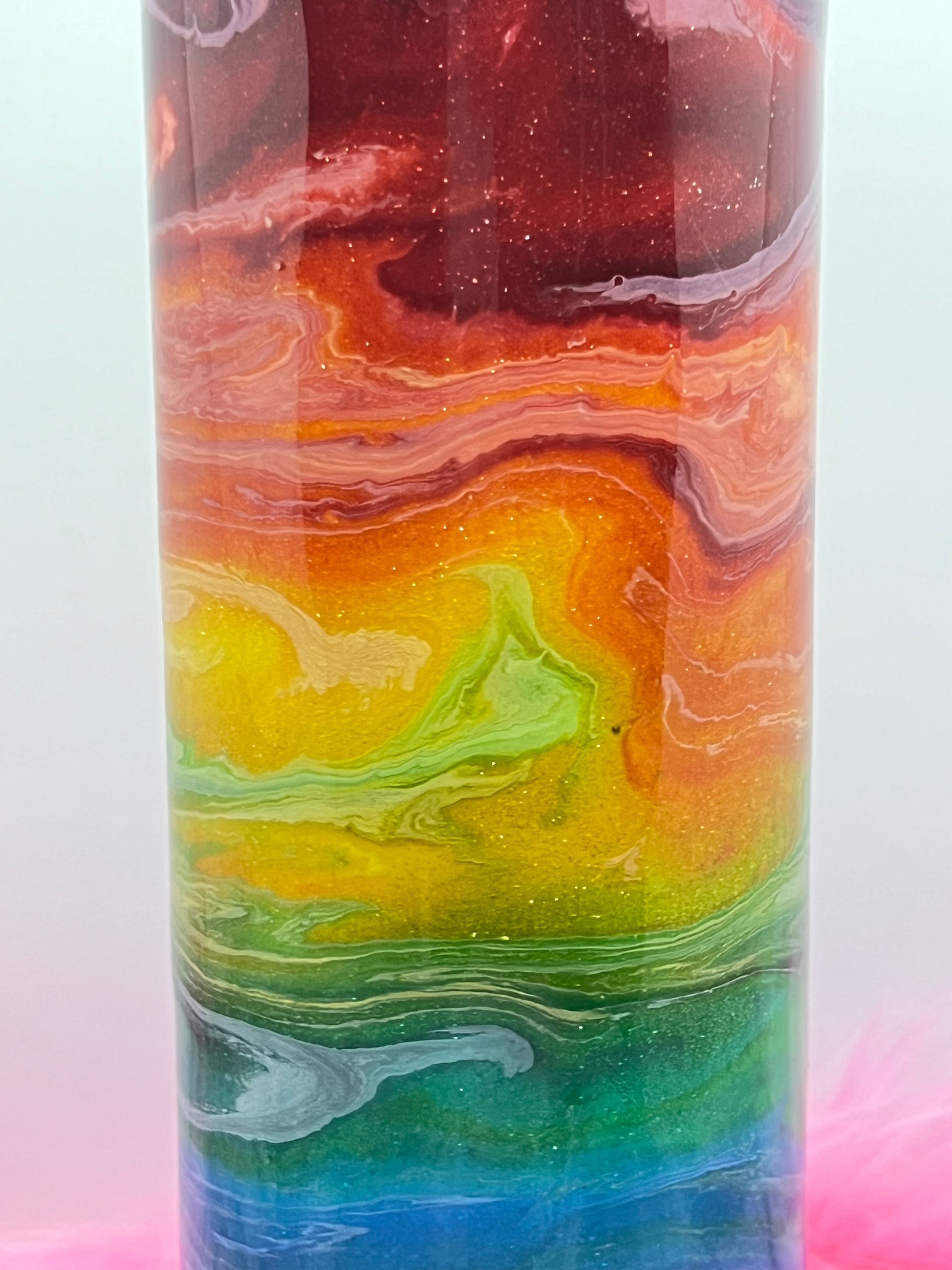 (1)- RTS 30oz Straight RAINBOW ink/glitter Epoxy Tumbler image 3
