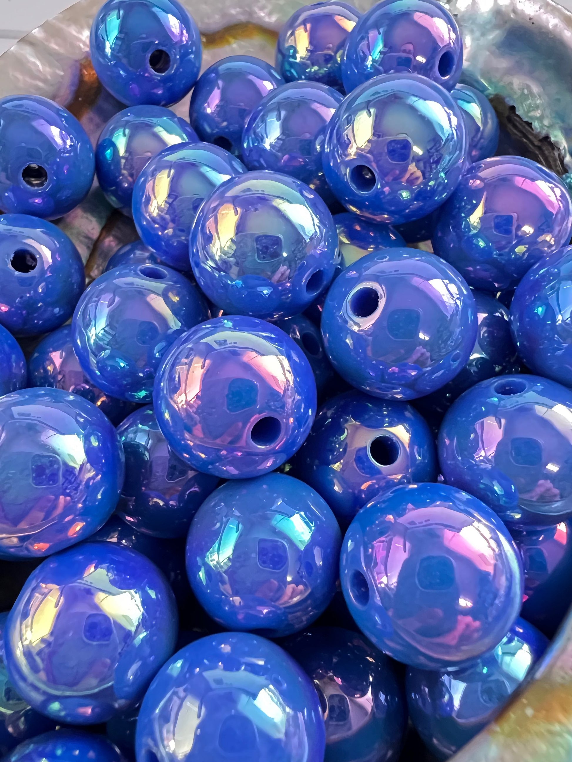 10 PCS - 15mm Periwinkle Blue UVAB Colors Mix Round Acrylic Beads image 1