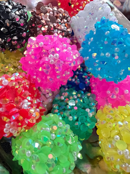 10 PCS- 18mm BRIGHT Mixed Color Pearl & Rhinestone Charm Sugar Coated Cube Beads image 2