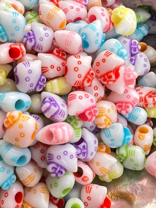 20 PCS- 8mm Cat shaped HK kitty designed Rainbow Beads image 0