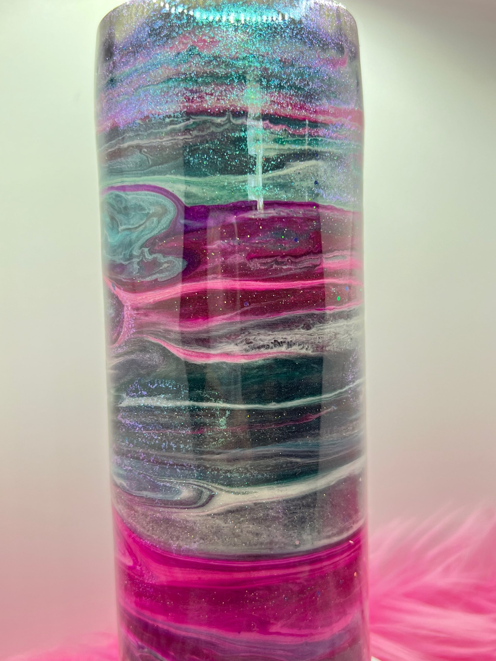 (1)- RTS 20oz Straight Pink/purple/teal/blue MILKY WAY ink/glitter Epoxy Tumbler image 2