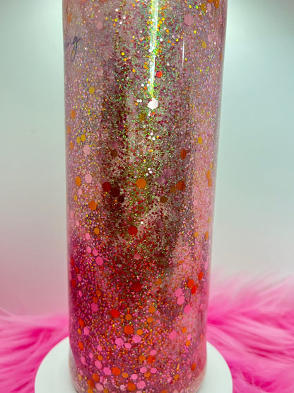   (1)- RTS 30oz Straight Peach/Pink/Yellow Keep Going ink/glitter Epoxy Tumbler image 3