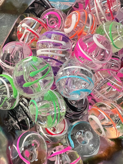 10 PCS- 15mm Round Clear Opaque UV Acrylic Hand painted Neon Color Swirl Beads image 1