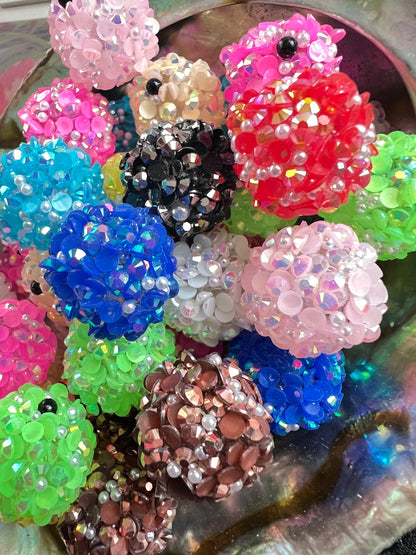 10 PCS- 18mm BRIGHT Mixed Color Pearl&Rhinestone Charm Sugar Coated Round Beads image 1