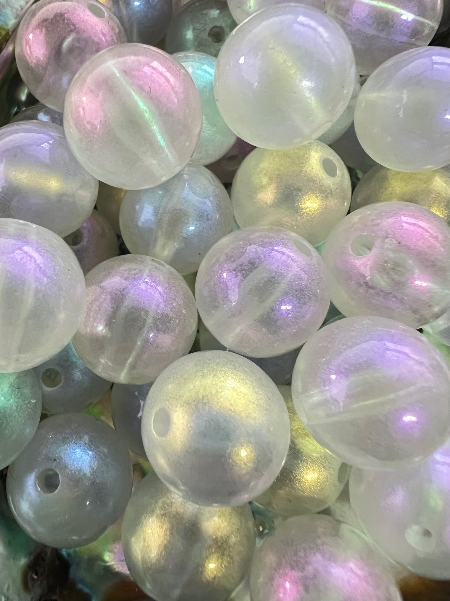 10 PCS- 15mm Clear W/Pastel Shimmer Transparent  Galaxy Acrylic Beads image 1