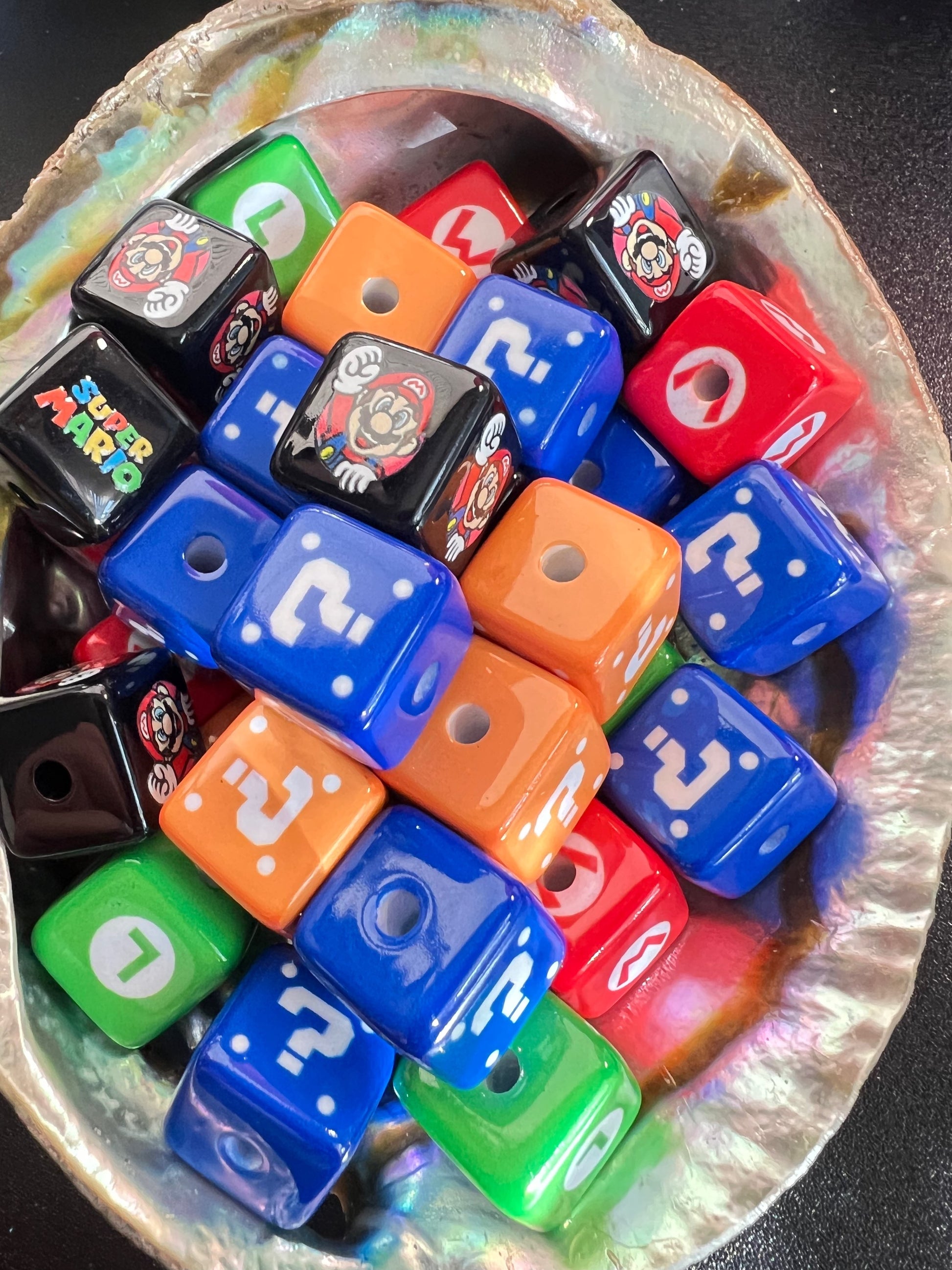 6 PCS - 15mm Super Mario Bros Theme Cubes/Square Bead image 0