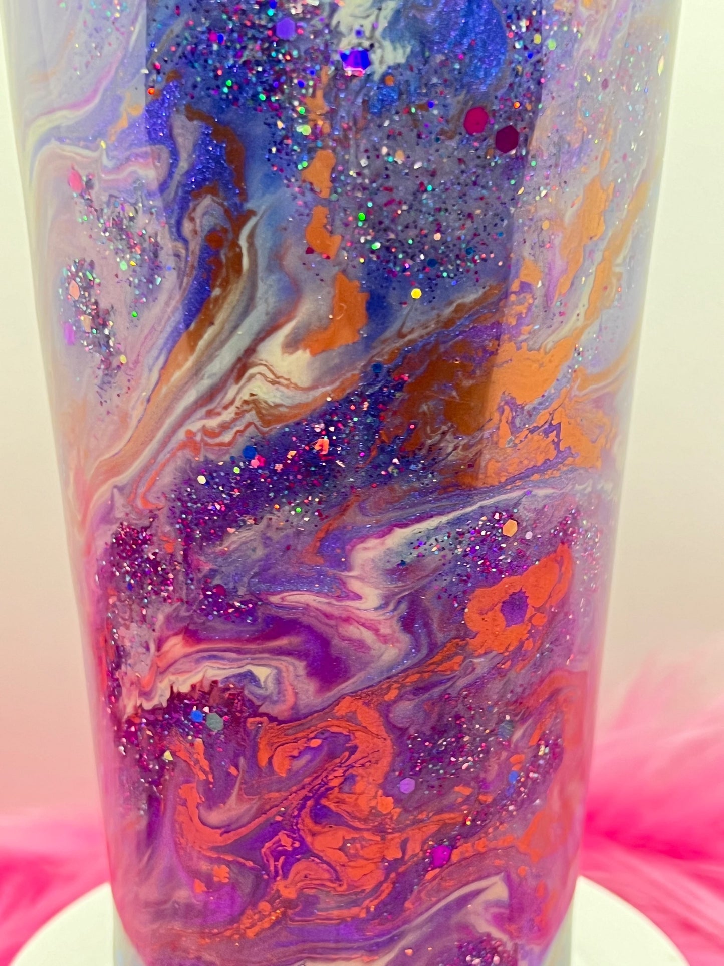 (1)- RTS 32oz Pink/Pur Tapered Milky Way Multi-Color Swirl/glitter Epoxy Tumbler image 2