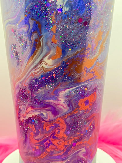 (1)- RTS 32oz Pink/Pur Tapered Milky Way Multi-Color Swirl/glitter Epoxy Tumbler image 2