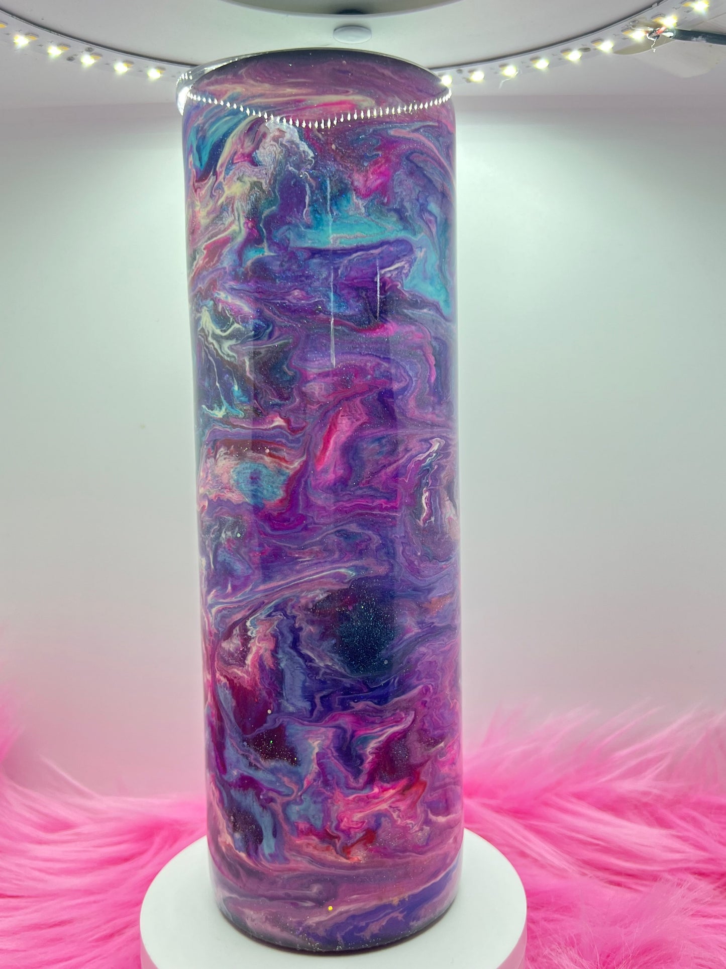 (1)- RTS 30oz Straight Pink/purple/teal/blue MILKY WAY ink/glitter Epoxy Tumbler image 0