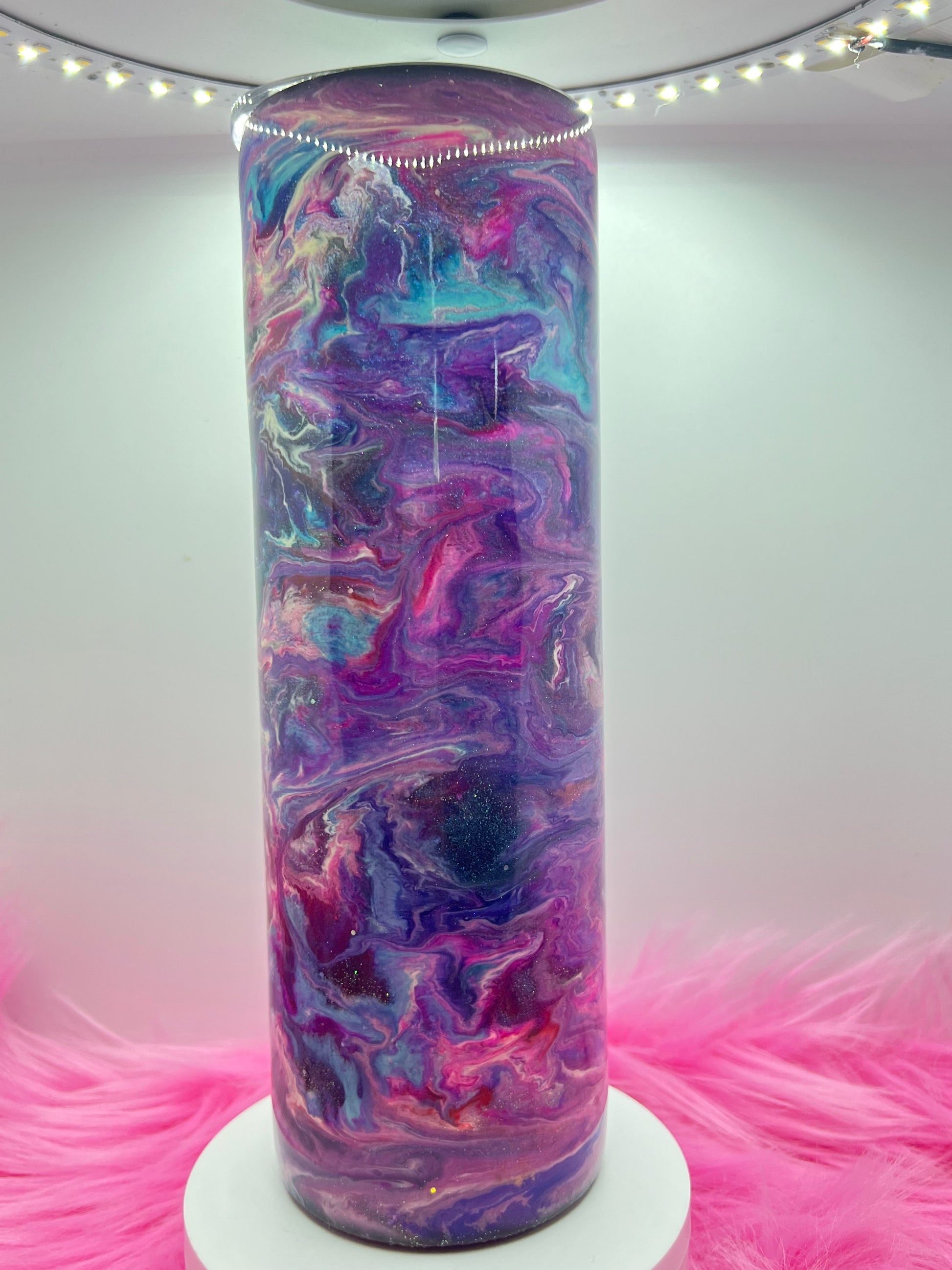 (1)- RTS 30oz Straight Pink/purple/teal/blue MILKY WAY ink/glitter Epoxy Tumbler image 0