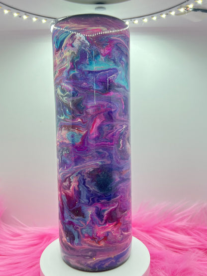 (1)- RTS 30oz Straight Pink/purple/teal/blue MILKY WAY ink/glitter Epoxy Tumbler image 0