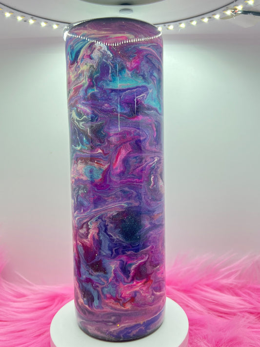 (1)- RTS 30oz Straight Pink/purple/teal/blue MILKY WAY ink/glitter Epoxy Tumbler image 0