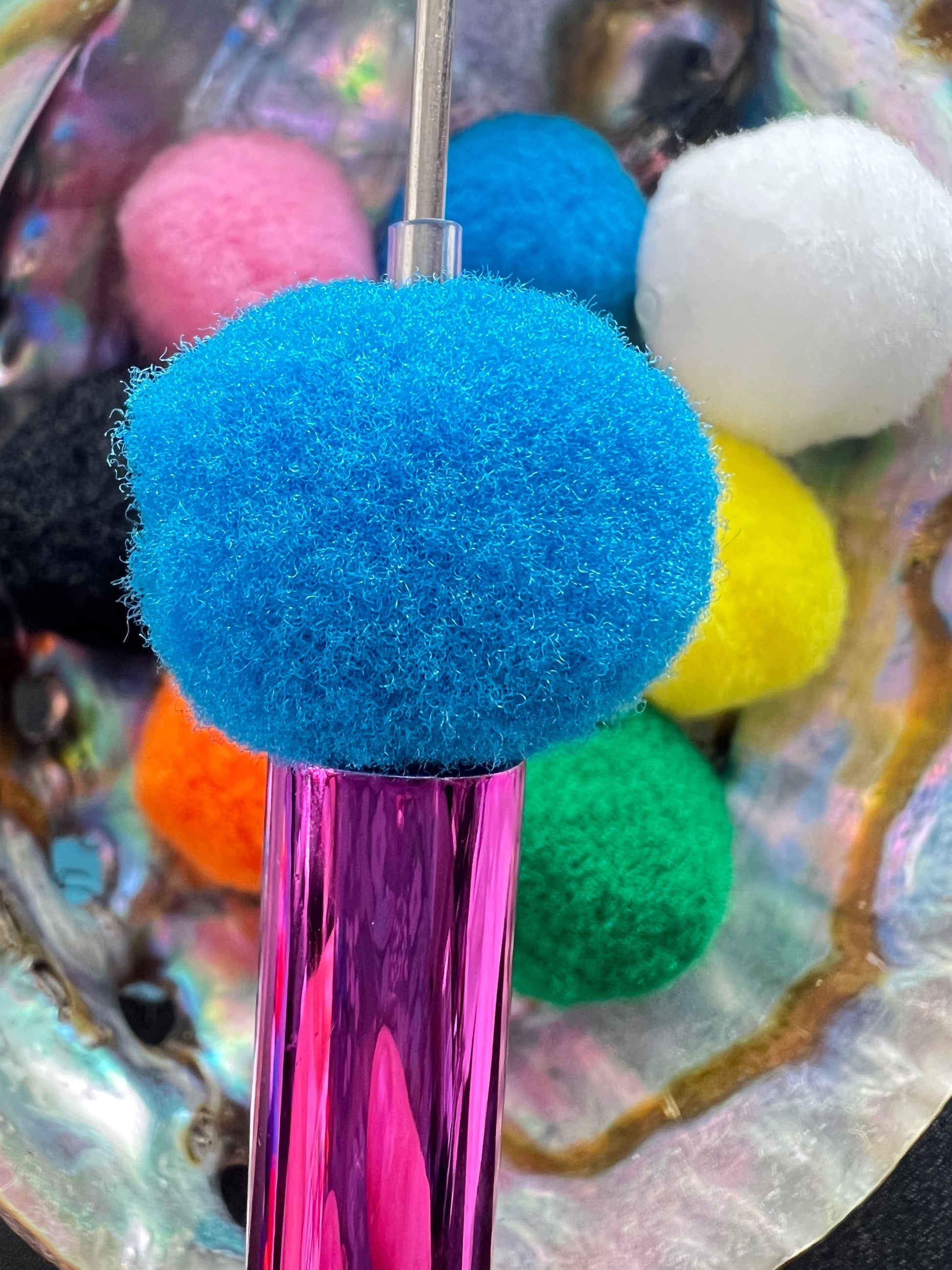 8 PCS- 20mm Mixed Colors Fluffy Round Pom Pom Beads image 1