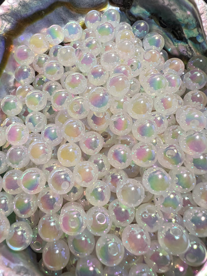 10 PCS- 8mm COLOR CHANGE Small Round UVAB Clear Iridescent Rainbow Acrylic Beads image 1