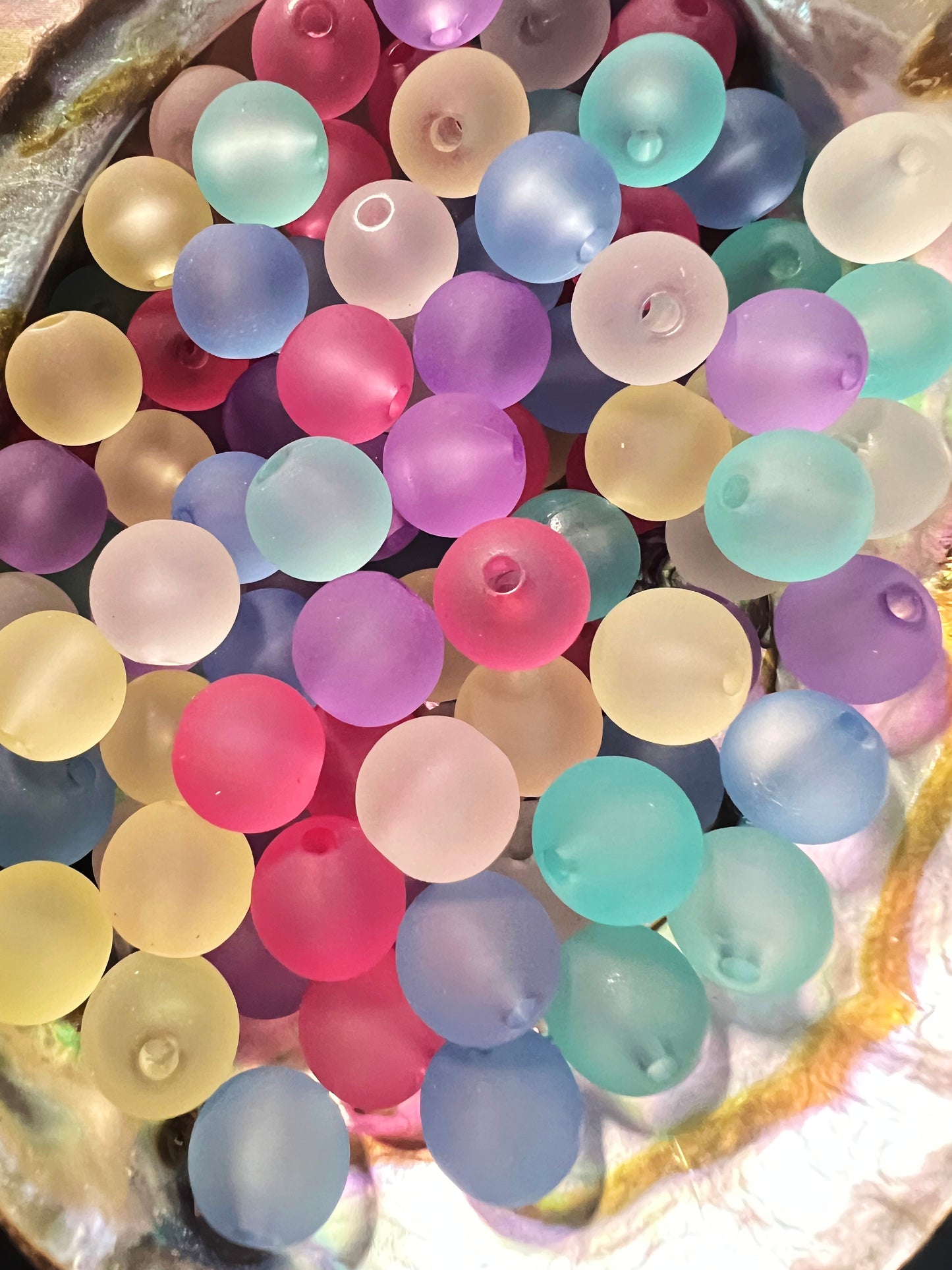 10 PCS- 11mm Round Multicolor Matte Translucent Silicone Touch Acrylic Beads image 2
