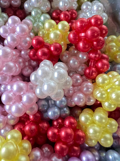 10 PCS - 14mm Fancy Round Multicolor Rhinestone/Pearl Acrylic Beads image 2