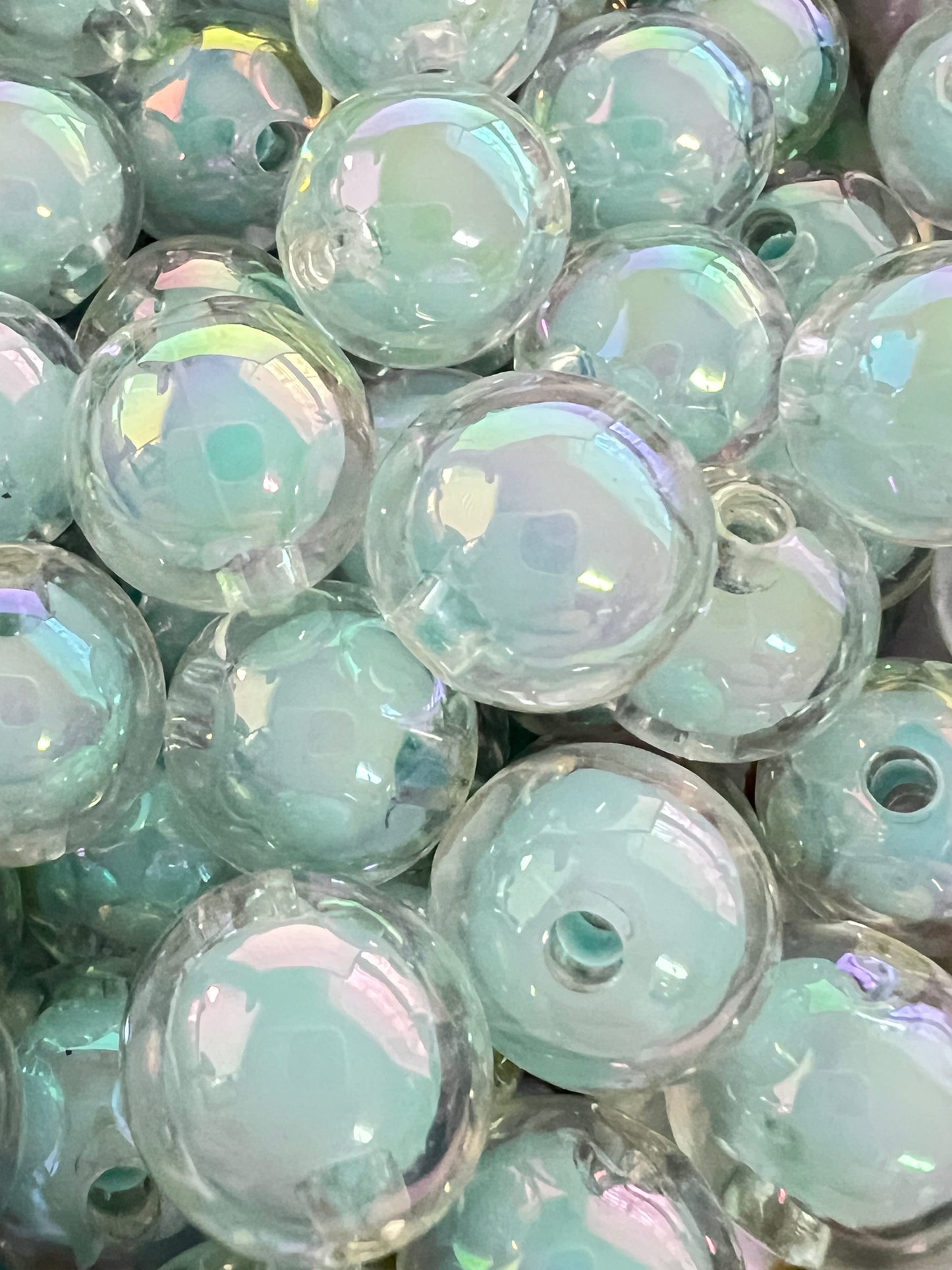 10 PCS - 15mm Jelly SKY BLUE UVAB  Double Layer Round  Acrylic Beads image 0