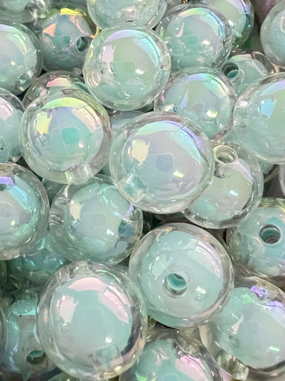 10 PCS - 15mm Jelly SKY BLUE UVAB  Double Layer Round  Acrylic Beads image 0