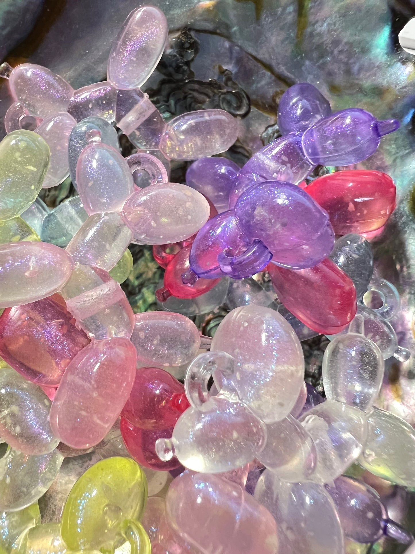 3 PCS- 33mm Balloon Dog Mixed  UVAB Galaxy Iridescent Glitter Acrylic Beads image 1