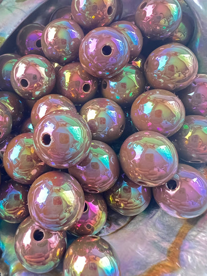 10 PCS- 15mm UVAB Brown/Coffee Round Acrylic Beads image 2