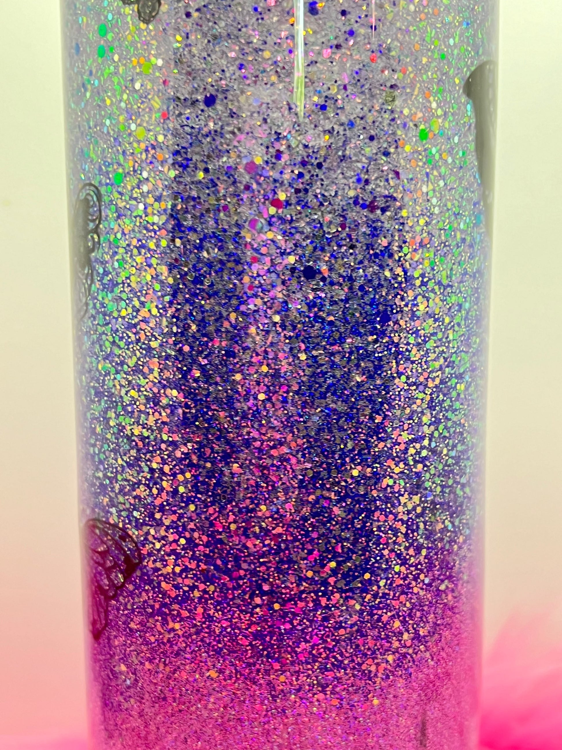 (1)- RTS 30oz Straight BUTTERFLY purple/pink/silver glitter Epoxy Tumbler image 5