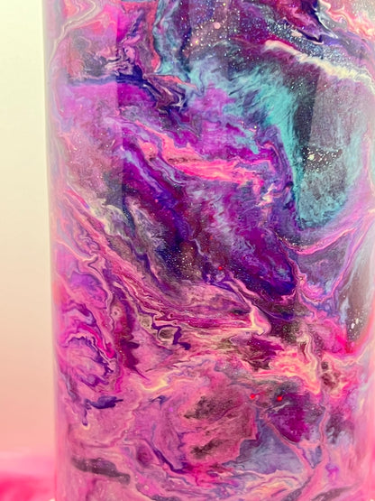 (1)- RTS 30oz Straight Pink/purple/teal/blue MILKY WAY ink/glitter Epoxy Tumbler image 4