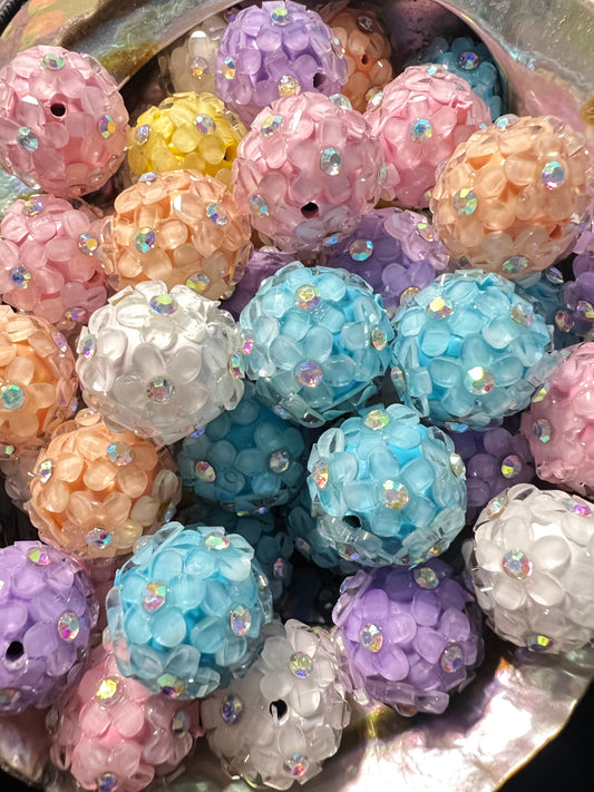 5 PCS- 19mm Fancy Round Mixed Colors Flowers/Rhinestones/Gems/ Clay Bea Beads image 3
