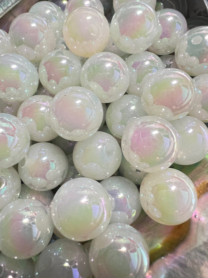 10 PCS- 13mm Light Jade UVAB Iridescent Rainbow Acrylic Beads image 1