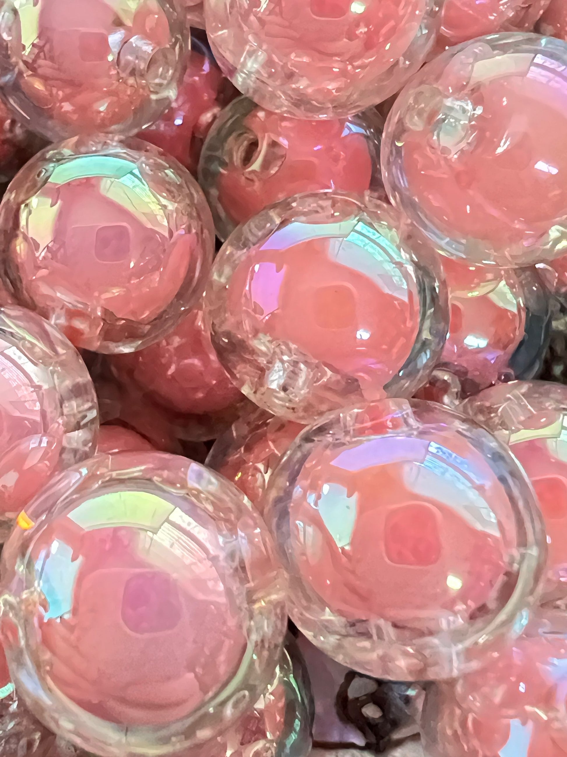 10 PCS - 15mm Jelly CORAL UVAB  Double Layer Round  Acrylic Beads image 2