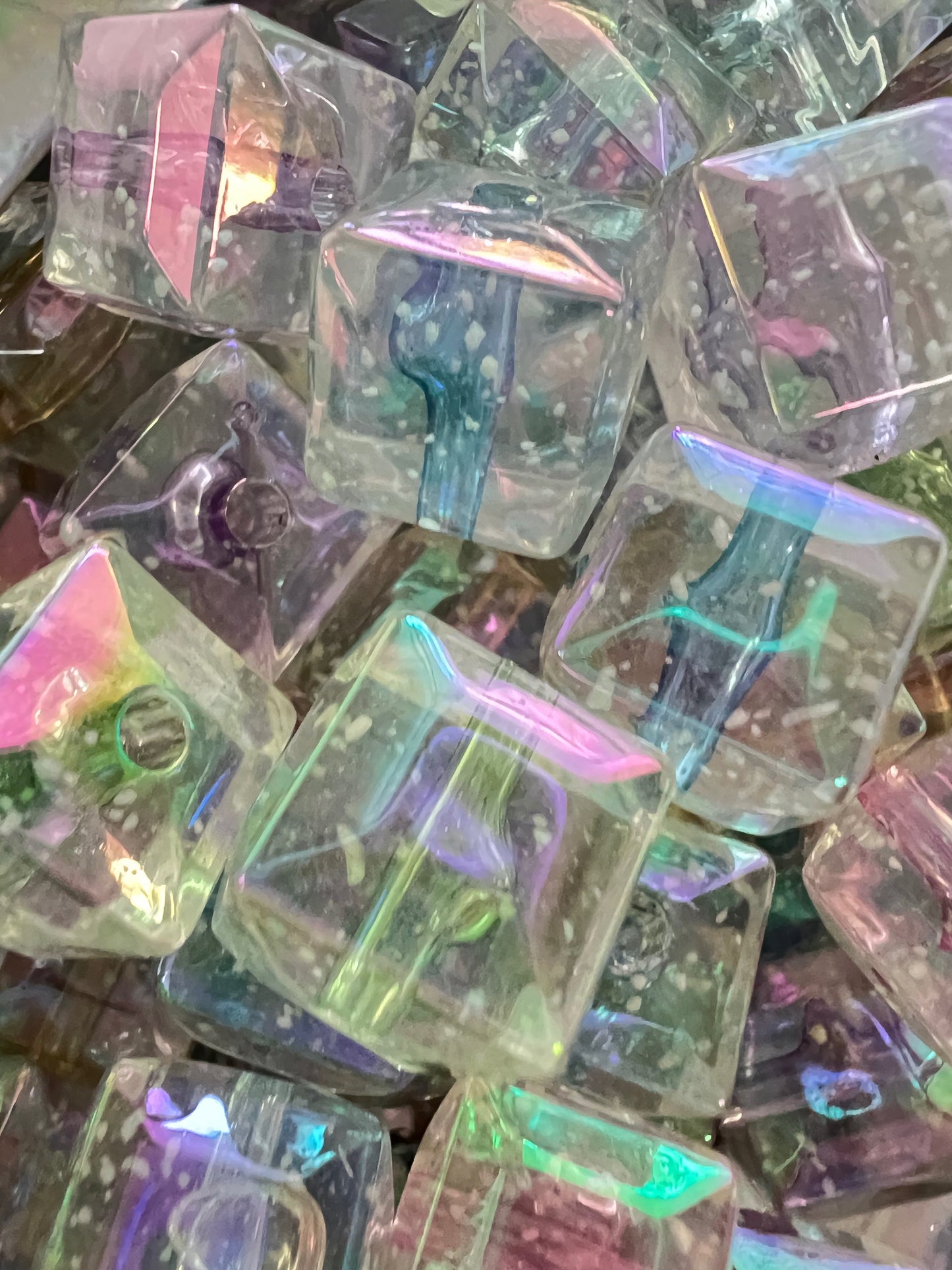 10 PCS- 14mm 3D Hexagonal Prism LUMINOUS Aura Clear/Bubble Acrylic Beads image 2