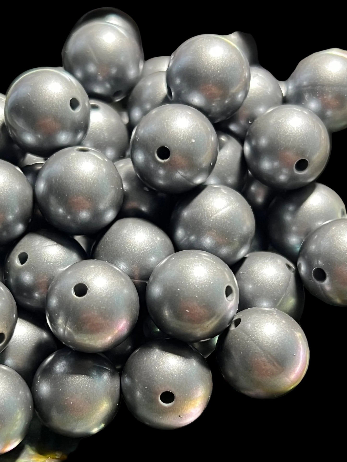 10 PCS- 15mm Round Graphite & Copper Imitation Metal Style Speckled Silicone image 0