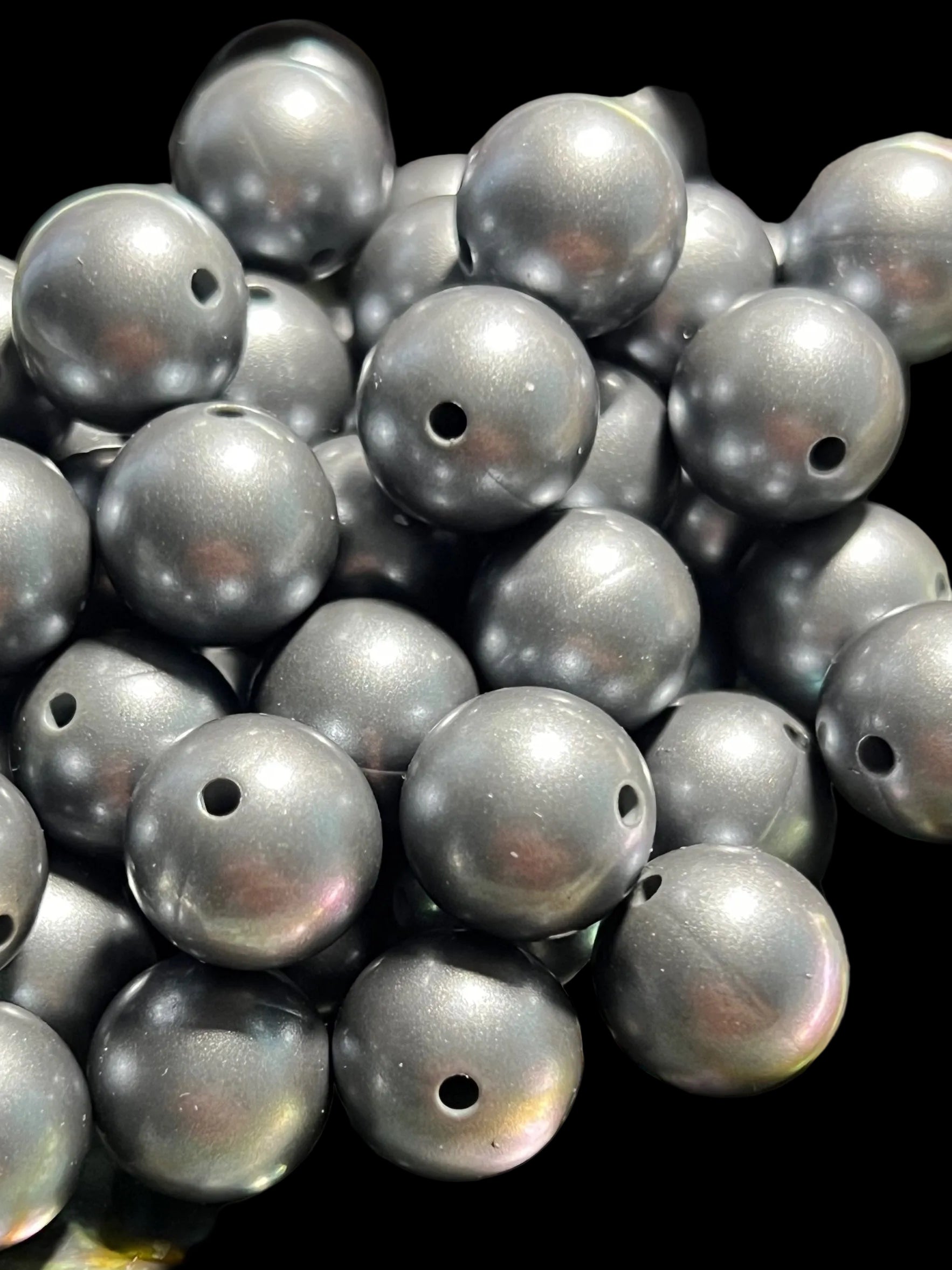 10 PCS- 15mm Round Graphite & Copper Imitation Metal Style Speckled Silicone image 0