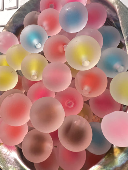 10 PCS - 15mm Frosted Jelly Matte Mixed Colors Double Layer Round Acrylic Beads image 0