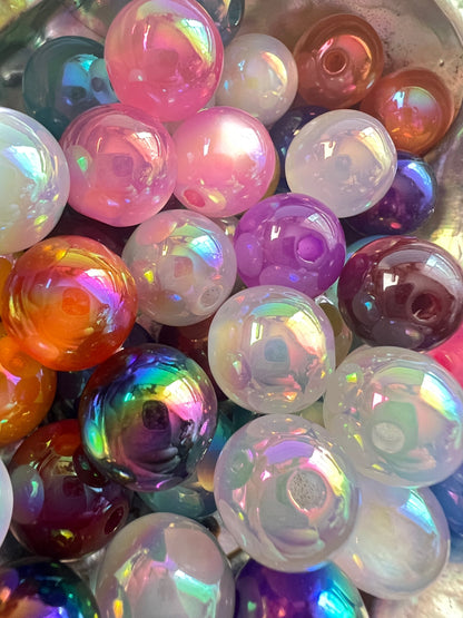 10 PCS- 15mm Multicolored Bright Cat EYE UVAB Rainbow Round Acrylic Beads image 4