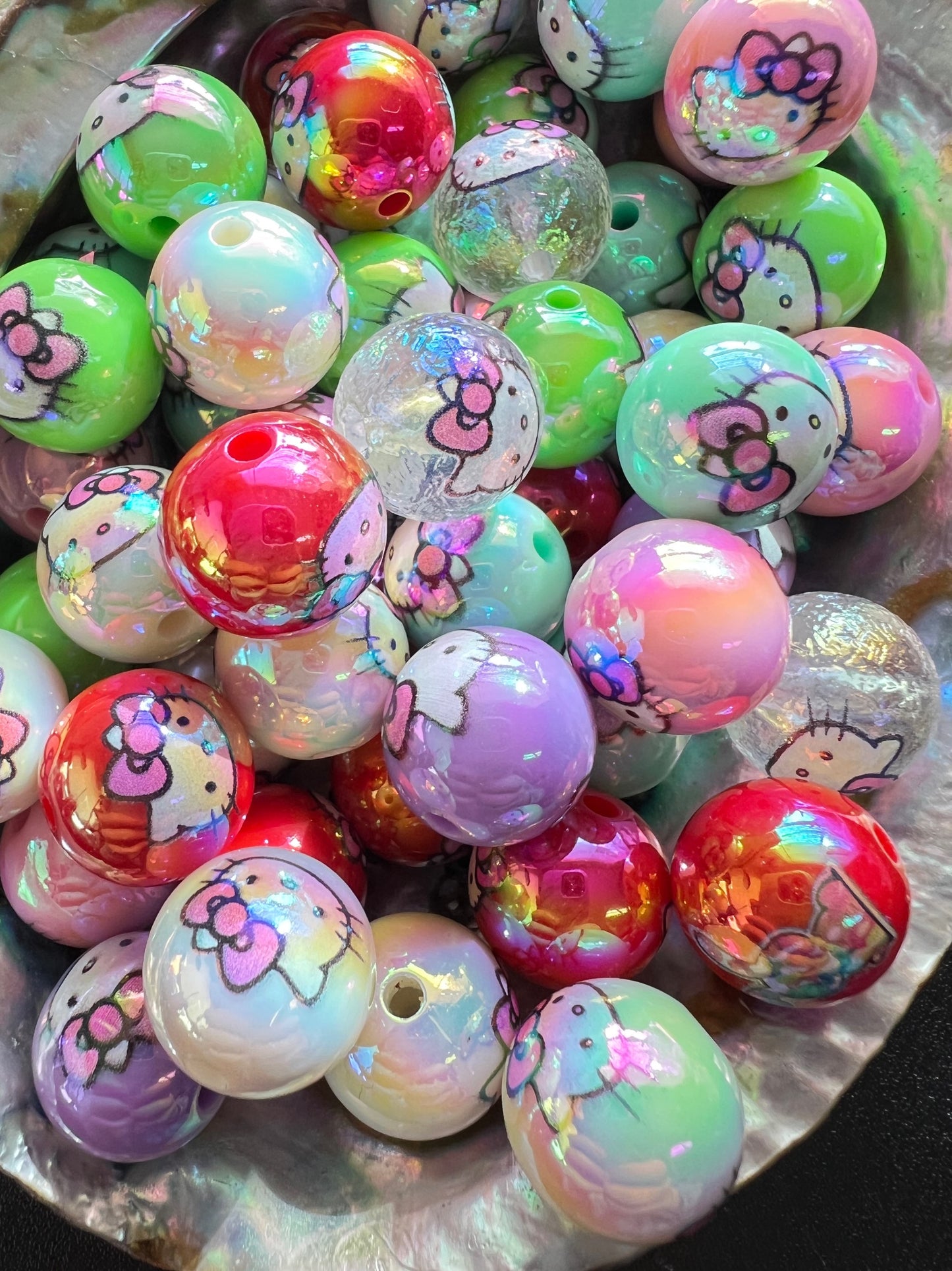 10 PCS - 16mm HK Round UVAB Rainbow Mix Acrylic Beads image 0